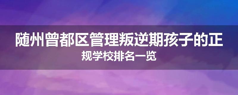 随州曾都区管理叛逆期孩子的正规学校排名一览