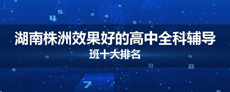 湖南株洲效果好的高中全科辅导班十大排名