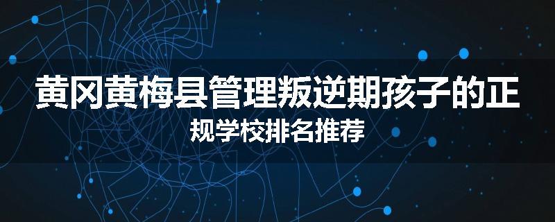 黄冈黄梅县管理叛逆期孩子的正规学校排名推荐