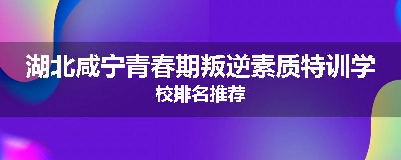 湖北咸宁青春期叛逆素质特训学校排名推荐