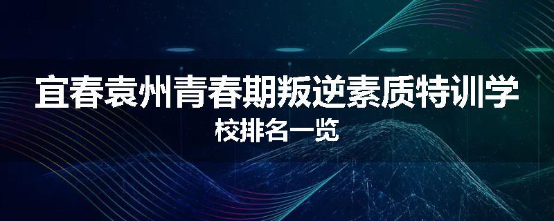 宜春袁州青春期叛逆素质特训学校排名一览