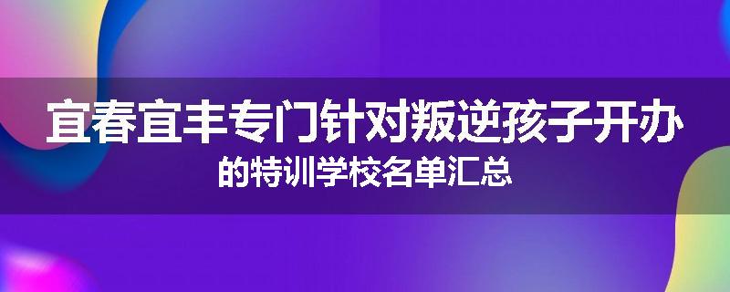 宜春宜丰专门针对叛逆孩子开办的特训学校名单汇总