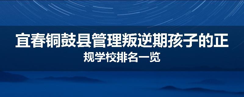 宜春铜鼓县管理叛逆期孩子的正规学校排名一览