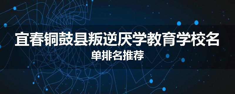 宜春铜鼓县叛逆厌学教育学校名单排名推荐