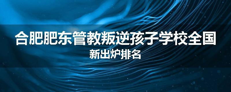 合肥肥东管教叛逆孩子学校全国新出炉排名