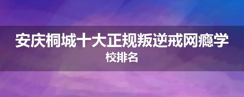 安庆桐城十大正规叛逆戒网瘾学校排名