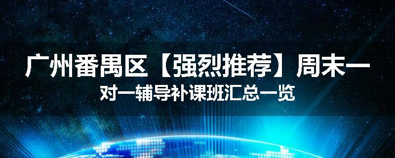 广州番禺区【强烈推荐】周末一对一辅导补课班汇总一览