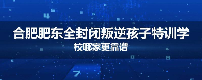 合肥肥东全封闭叛逆孩子特训学校哪家更靠谱