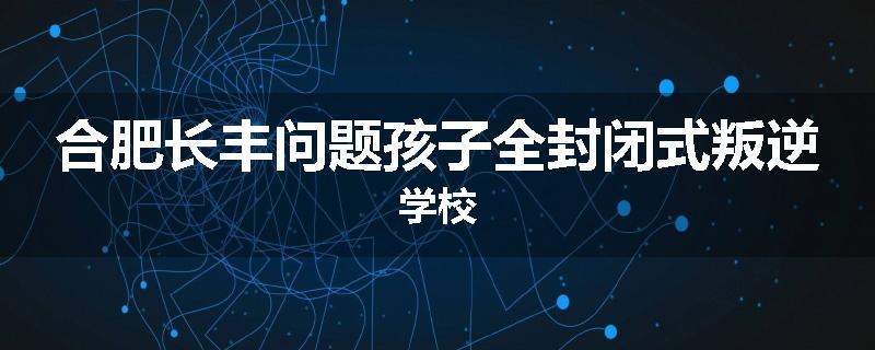 合肥长丰问题孩子全封闭式叛逆学校