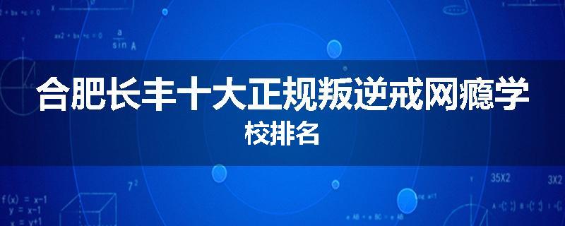 合肥长丰十大正规叛逆戒网瘾学校排名