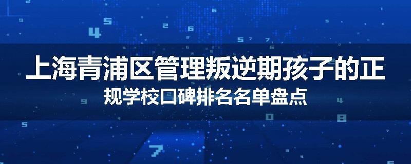 上海青浦区管理叛逆期孩子的正规学校口碑排名名单盘点