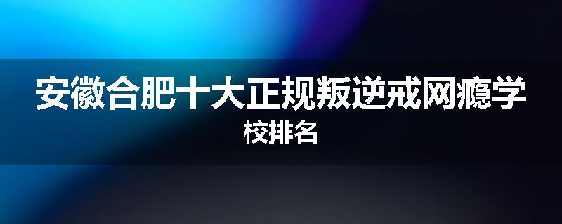 安徽合肥十大正规叛逆戒网瘾学校排名