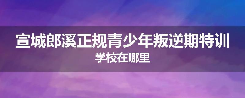 宣城郎溪正规青少年叛逆期特训学校在哪里