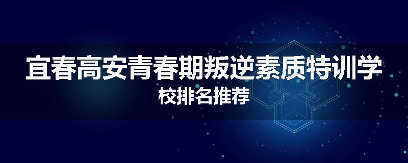 宜春高安青春期叛逆素质特训学校排名推荐