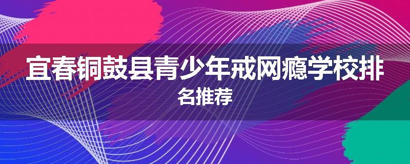 宜春铜鼓县青少年戒网瘾学校排名推荐