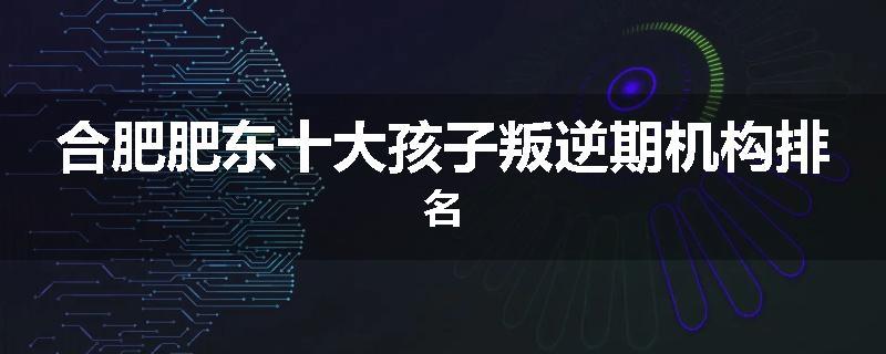 合肥肥东十大孩子叛逆期机构排名