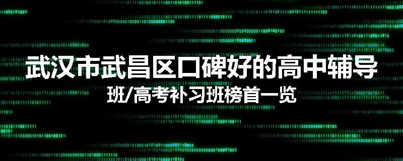 武汉市武昌区口碑好的高中辅导班/高考补习班榜首一览