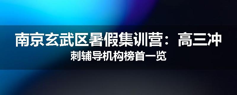 南京玄武区暑假集训营：高三冲刺辅导机构榜首一览