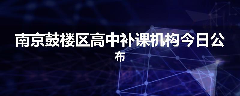 南京鼓楼区高中补课机构今日公布