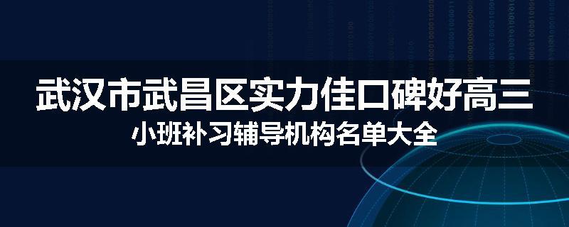 武汉市武昌区实力佳口碑好高三小班补习辅导机构名单大全
