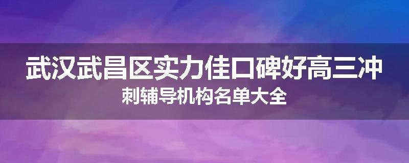 武汉武昌区实力佳口碑好高三冲刺辅导机构名单大全