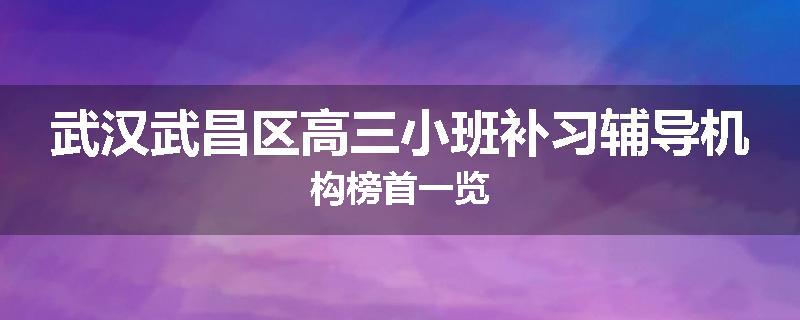 武汉武昌区高三小班补习辅导机构榜首一览