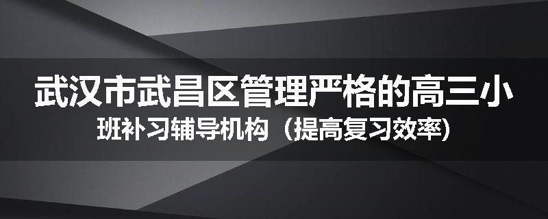 武汉市武昌区管理严格的高三小班补习辅导机构（提高复习效率)