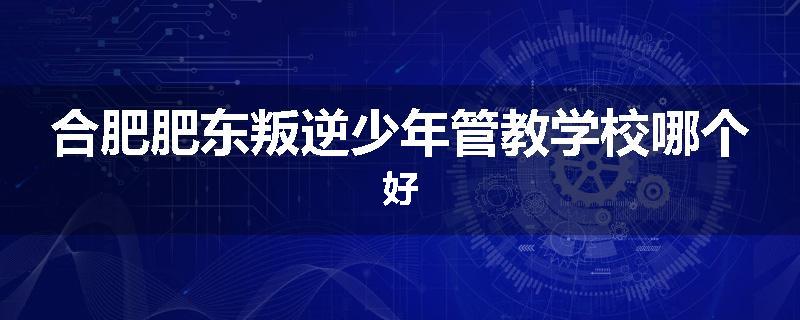 合肥肥东叛逆少年管教学校哪个好