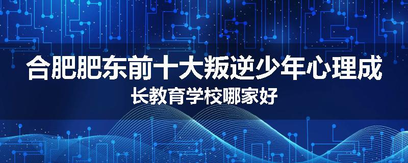 合肥肥东前十大叛逆少年心理成长教育学校哪家好