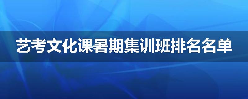 艺考文化课暑期集训班排名名单