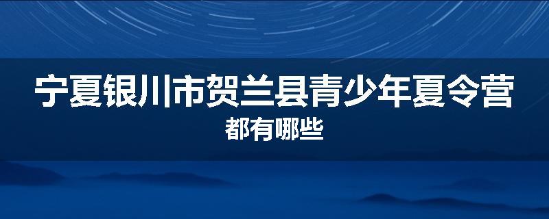 宁夏银川市贺兰县青少年夏令营都有哪些