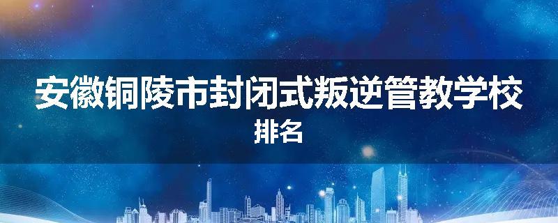安徽铜陵市封闭式叛逆管教学校排名