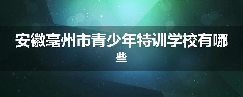 安徽亳州市青少年特训学校有哪些