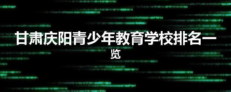 甘肃庆阳青少年教育学校排名一览