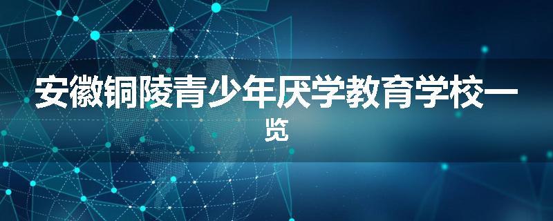 安徽铜陵青少年厌学教育学校一览