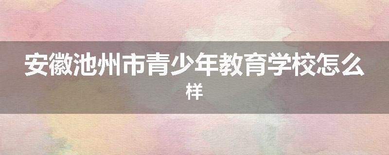 安徽池州市青少年教育学校怎么样