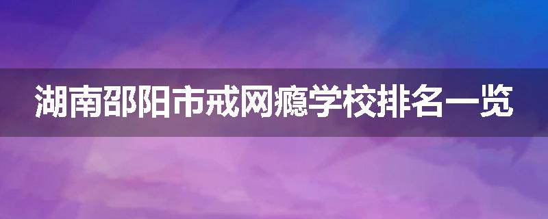湖南邵阳市戒网瘾学校排名一览