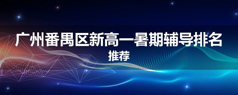 广州番禺区新高一暑期辅导排名推荐