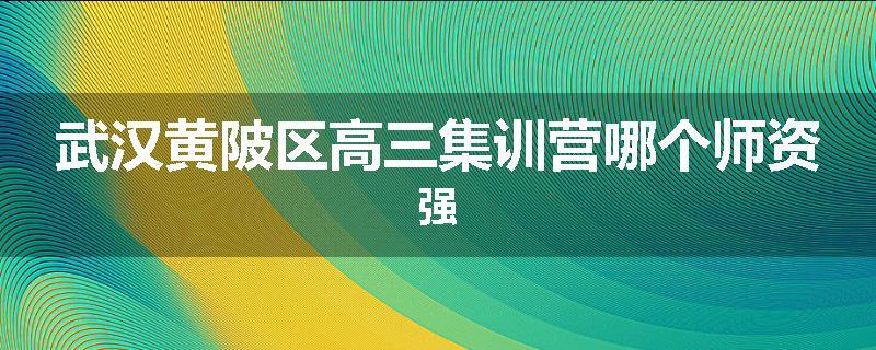 武汉黄陂区高三集训营哪个师资强