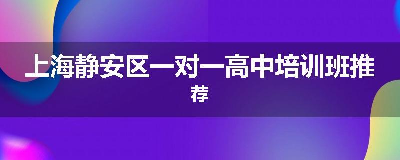 上海静安区一对一高中培训班推荐