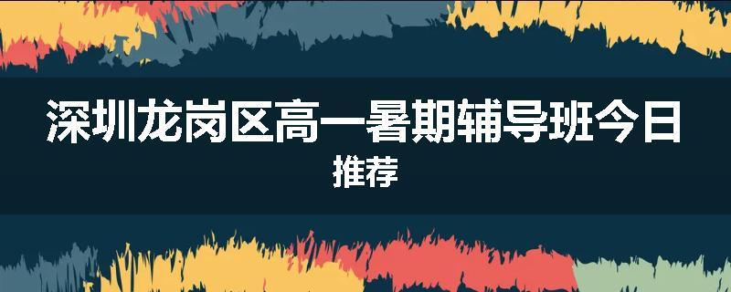 深圳龙岗区高一暑期辅导班今日推荐