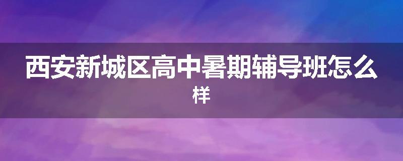 西安新城区高中暑期辅导班怎么样