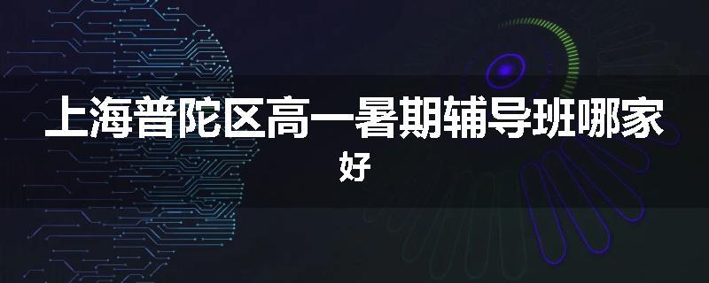 上海普陀区高一暑期辅导班哪家好