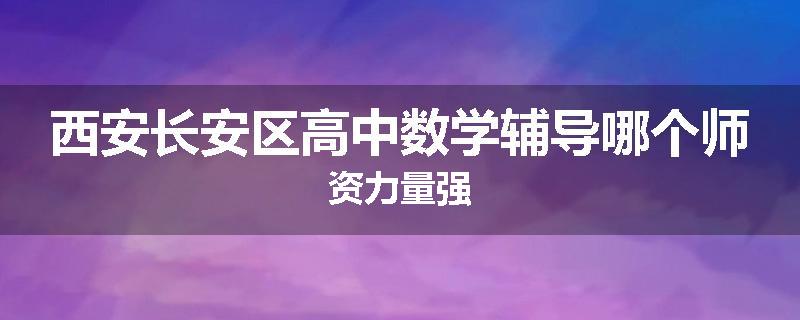 西安长安区高中数学辅导哪个师资力量强