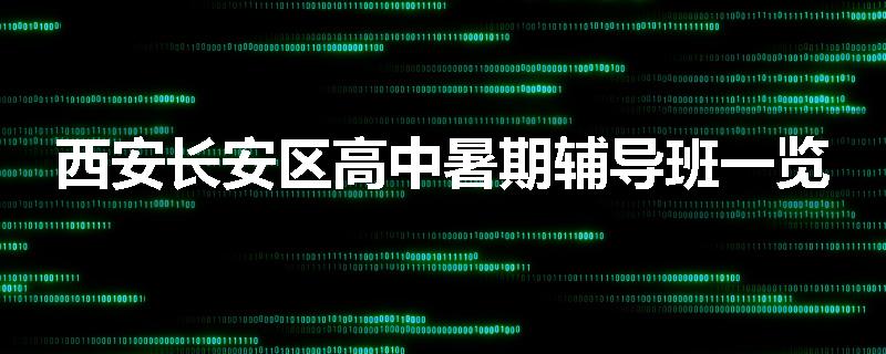 西安长安区高中暑期辅导班一览