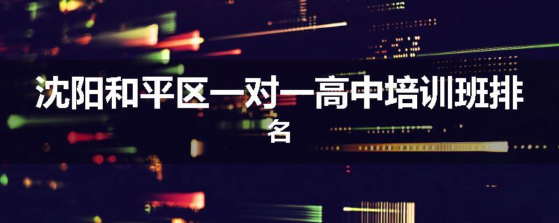 沈阳和平区一对一高中培训班排名
