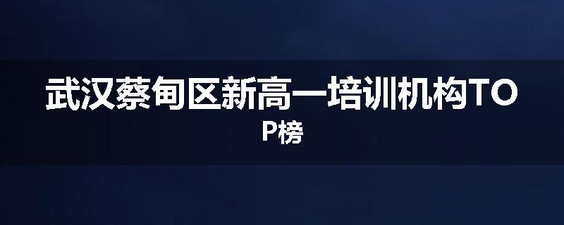 武汉蔡甸区新高一培训机构TOP榜