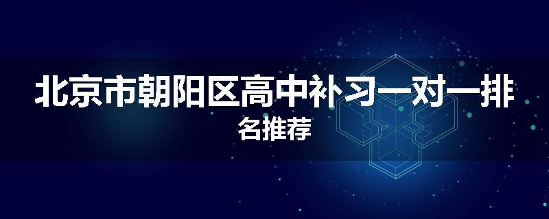 北京市朝阳区高中补习一对一排名推荐
