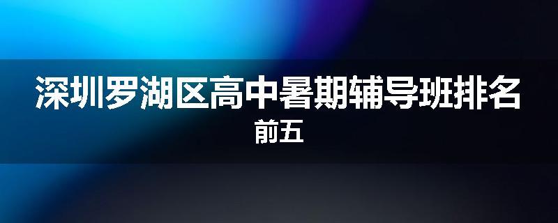 深圳罗湖区高中暑期辅导班排名前五
