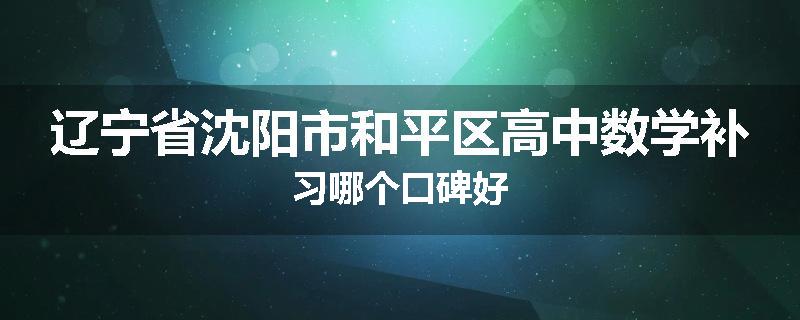 辽宁省沈阳市和平区高中数学补习哪个口碑好
